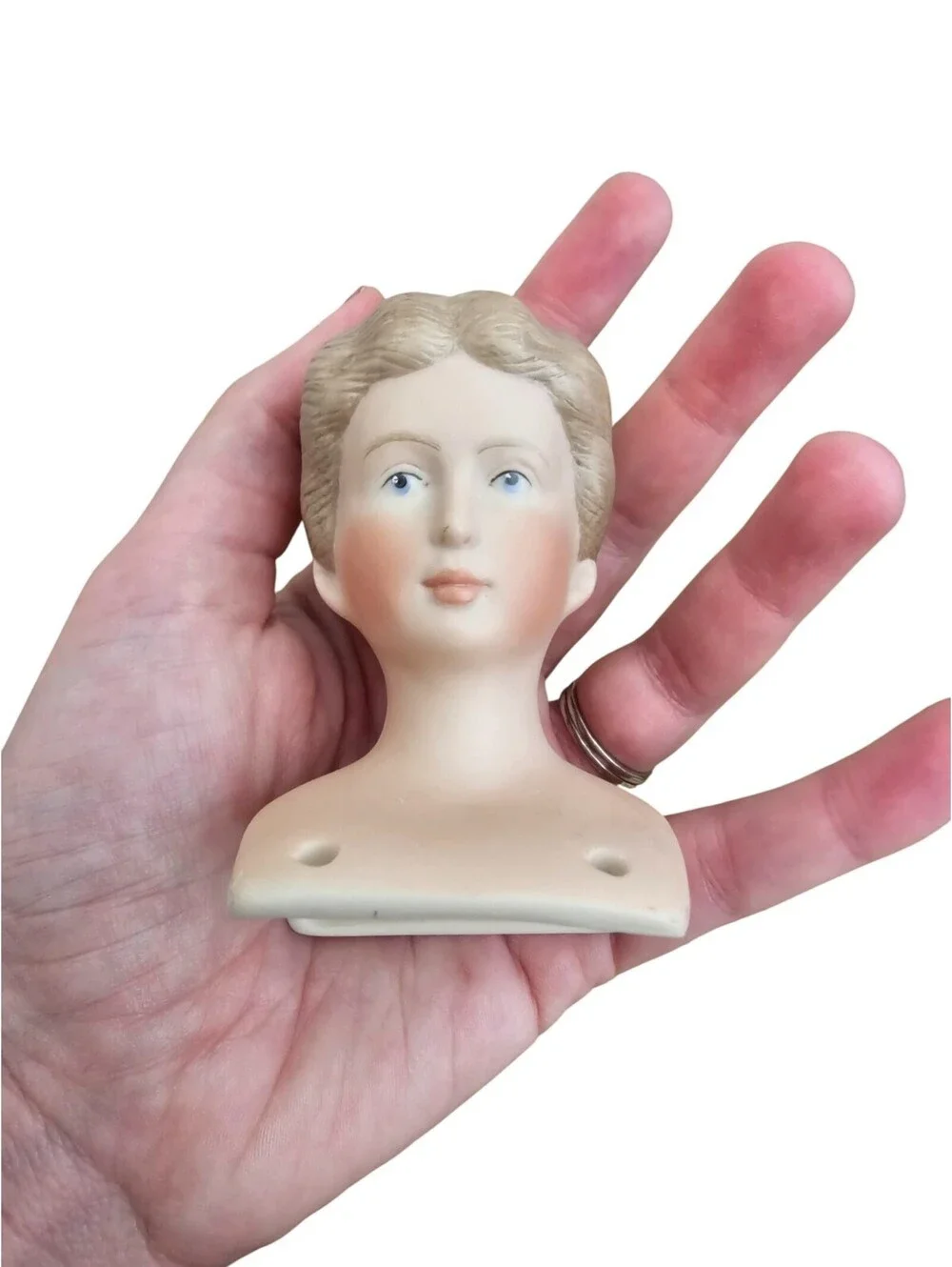 Vintage Hand Painted Bisque Doll Bust Head 
